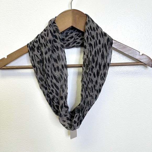 Echo Accessories - Echo Animal Print Silk Infinity Scarf Grey Black